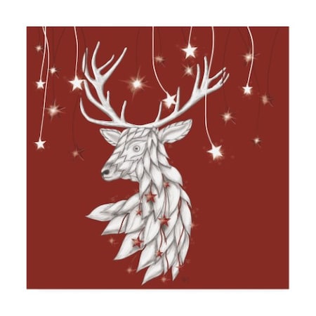 Fab Funky 'White Deer And Hanging Stars' Canvas Art,14x14